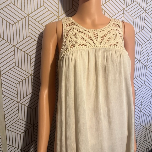 Cream Crochet Detail Sleeveless Dress - Picture 1 of 5